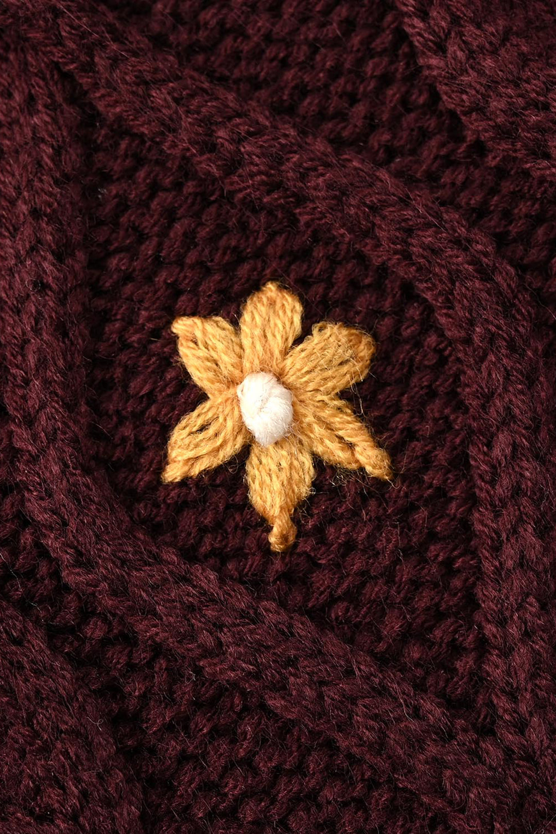 Infant Girls Acrylic Sweater-Fern-MAROON