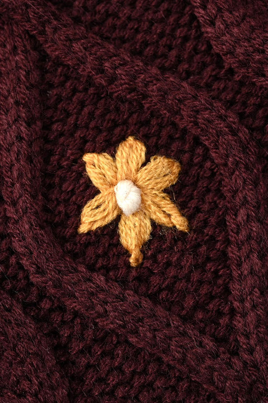 Infant Girls Acrylic Sweater-Fern-MAROON