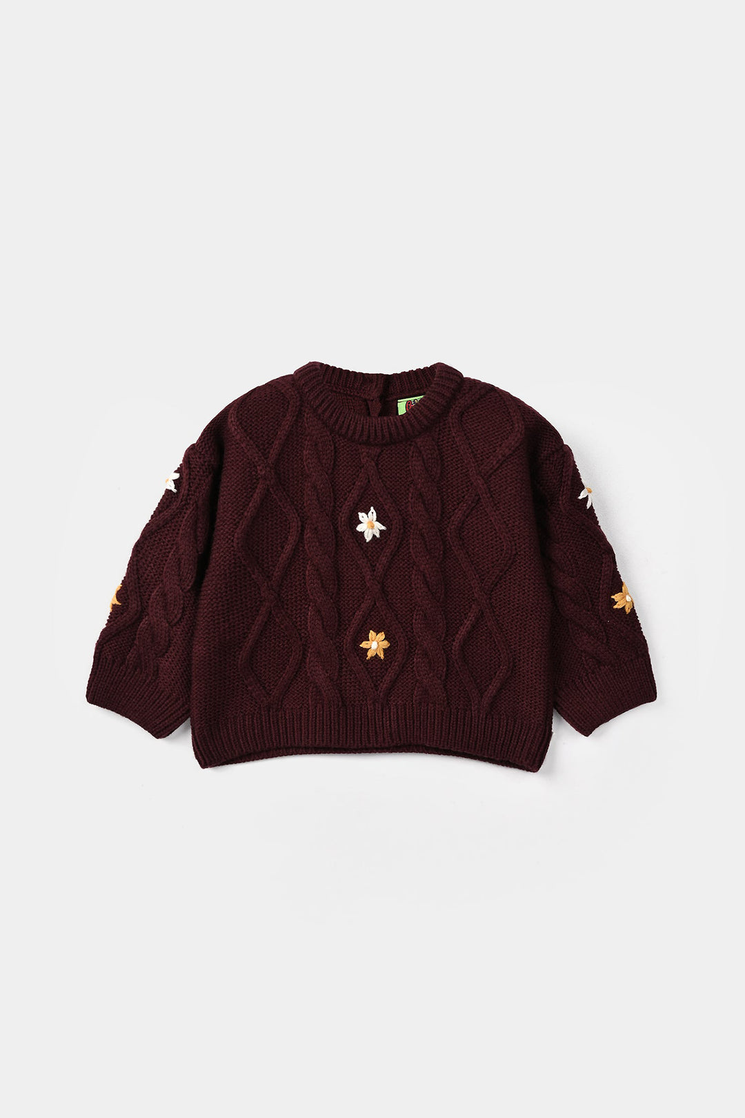 Infant Girls Acrylic Sweater-Fern-MAROON