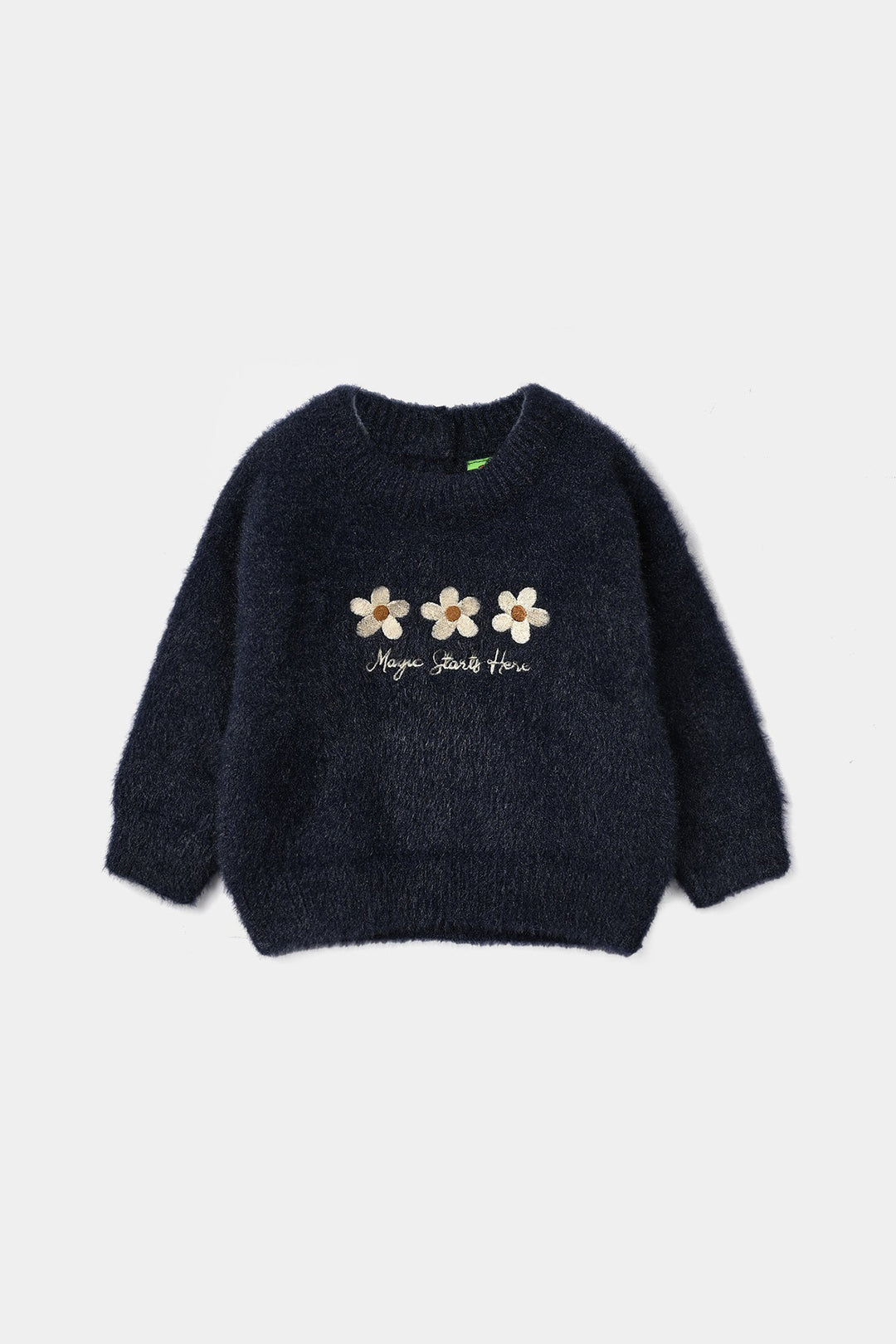 Infant Girls Feather Acrylic Sweater - Magic