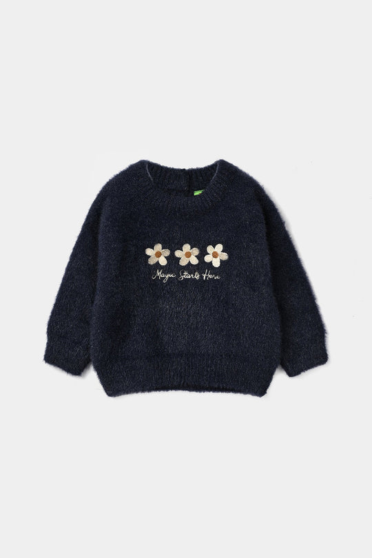 Infant Girls Feather Acrylic Sweater - Magic