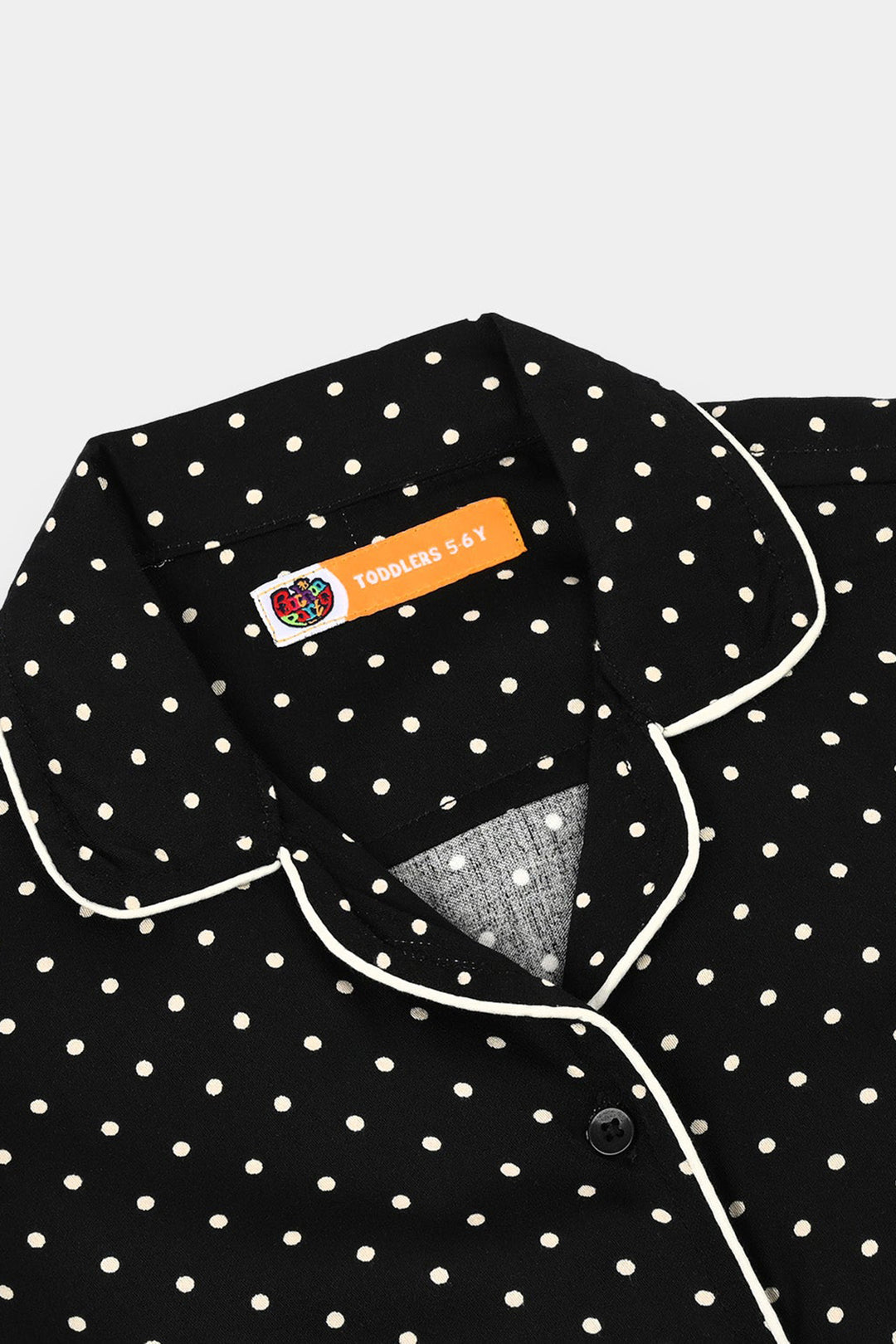 Girls Linen Viscose Nightwear-Polka Dot-BLACK