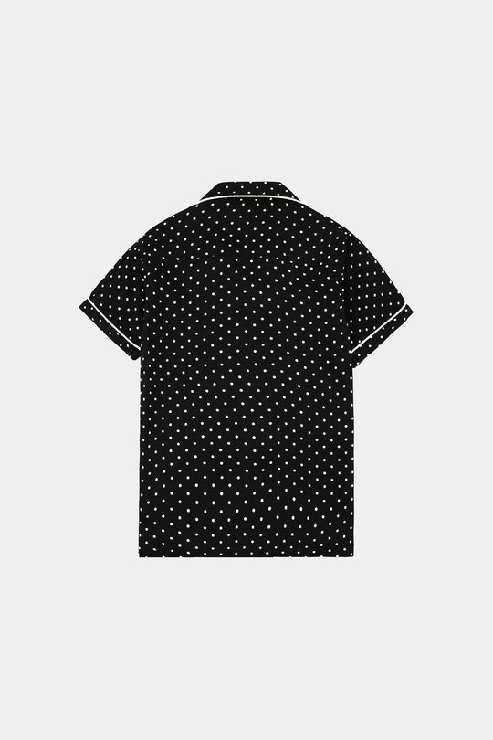 Girls Linen Viscose Nightwear-Polka Dot-BLACK