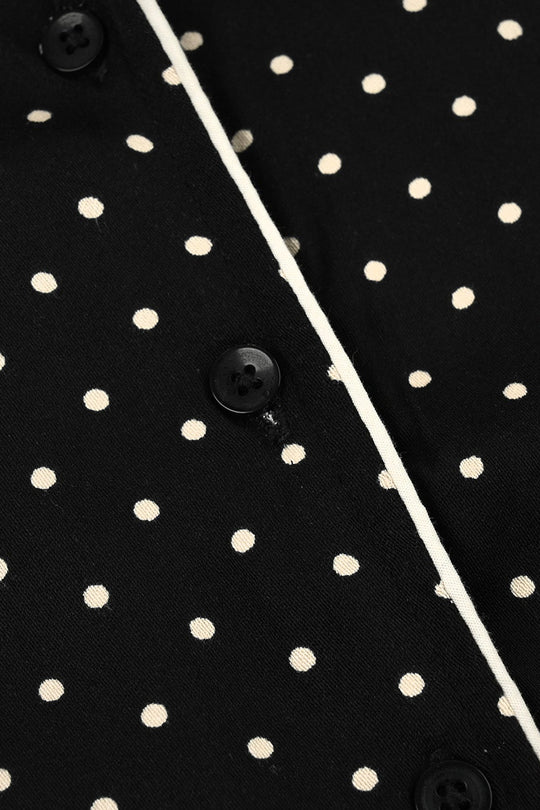 Infant Girls Linen Viscose Nightwear-Polka Dot-BLACK