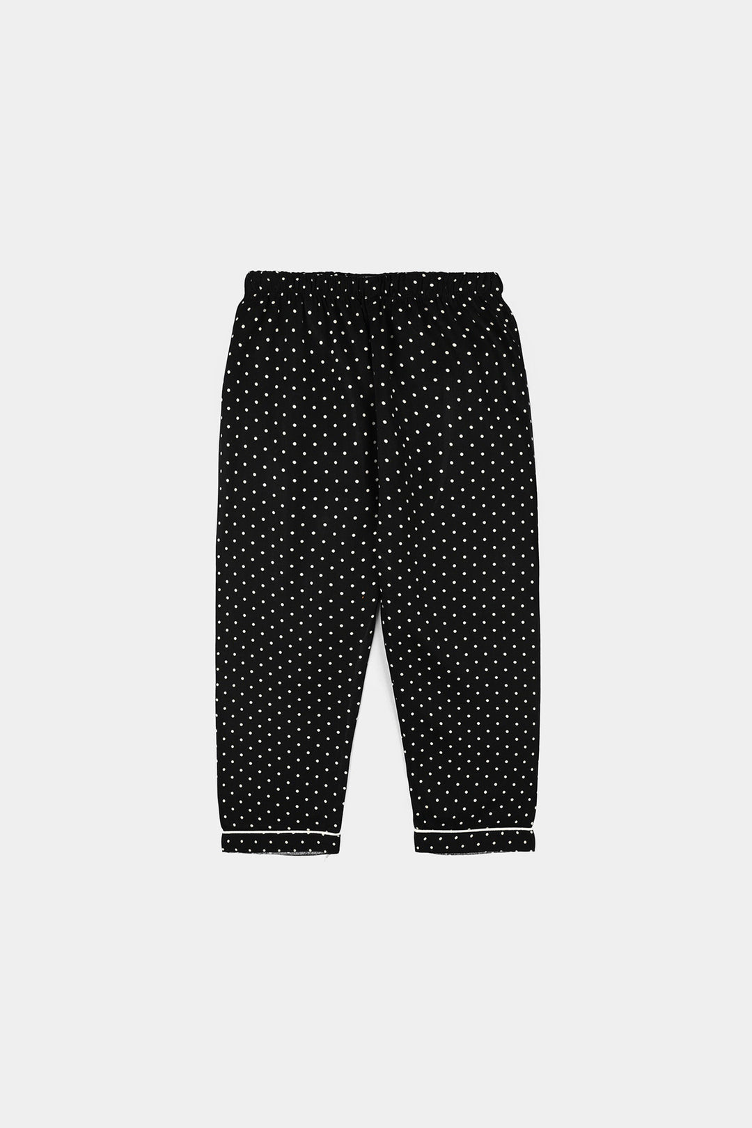 Infant Girls Linen Viscose Nightwear-Polka Dot-BLACK