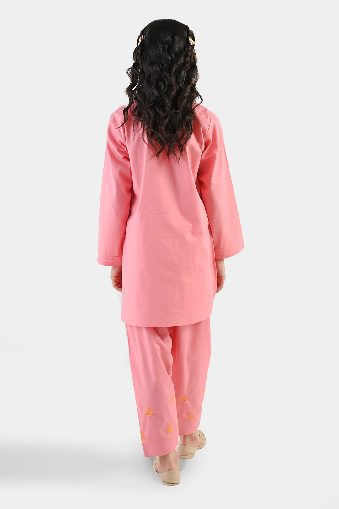 Girls Cotton Emb 2Piece Komal-Pink