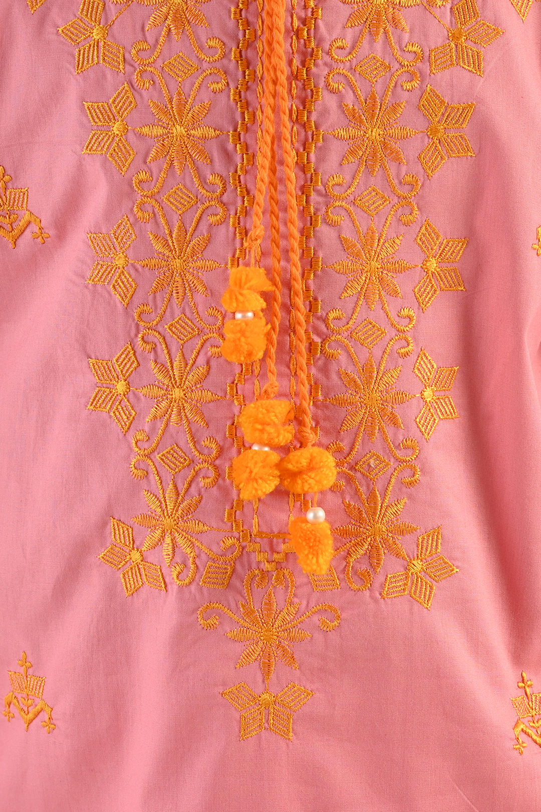Girls Cotton Emb 2Piece Komal-Pink