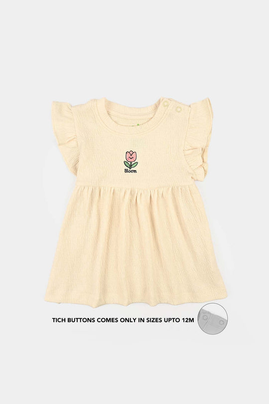 Infant Girls Poly Crinkle Frock Bloom-Yellow