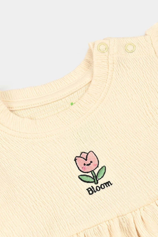 Infant Girls Poly Crinkle Frock Bloom-Yellow