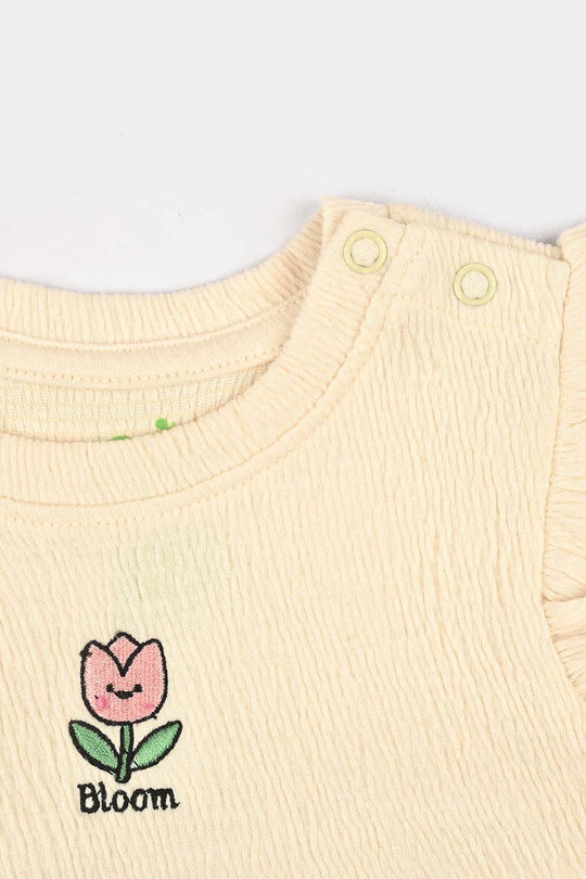 Infant Girls Poly Crinkle Frock Bloom-Yellow