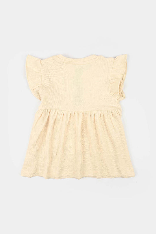 Infant Girls Poly Crinkle Frock Bloom-Yellow
