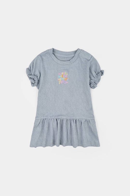 Infant Girls Poly Crinkle Frock Lets Have A Good Day