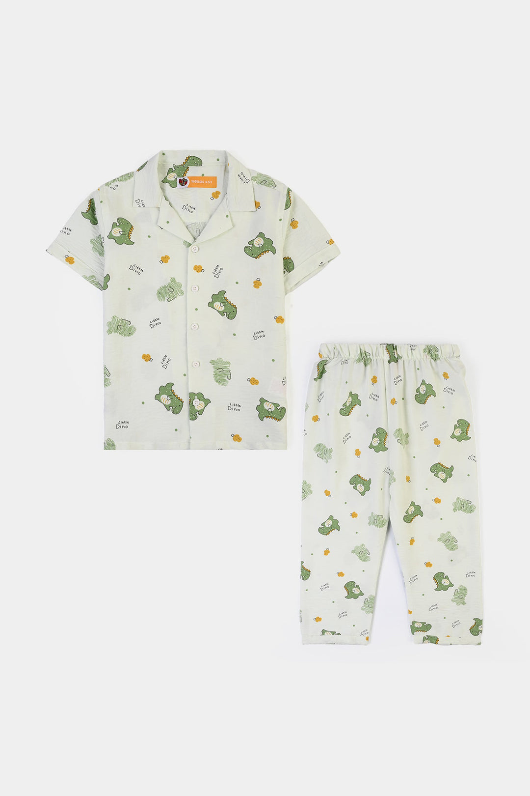 Boys Linen Viscose Nightwear Little Dino - Light Green
