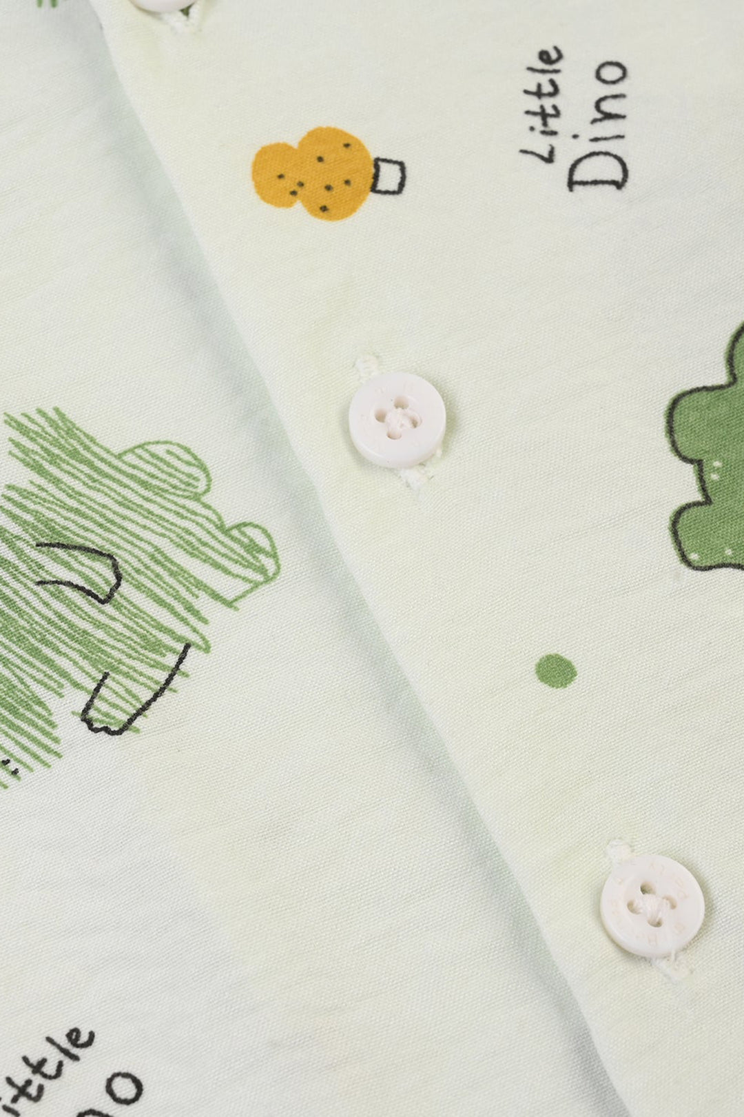 Boys Linen Viscose Nightwear Little Dino - Light Green