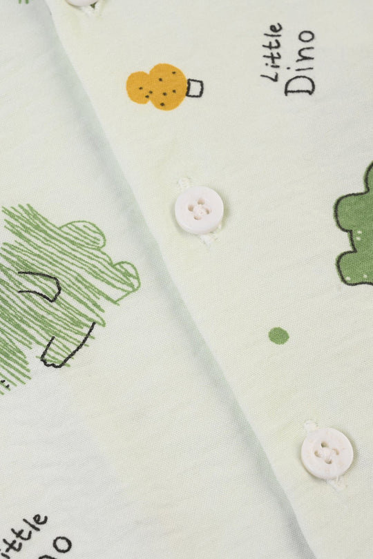 Boys Linen Viscose Nightwear Little Dino - Light Green