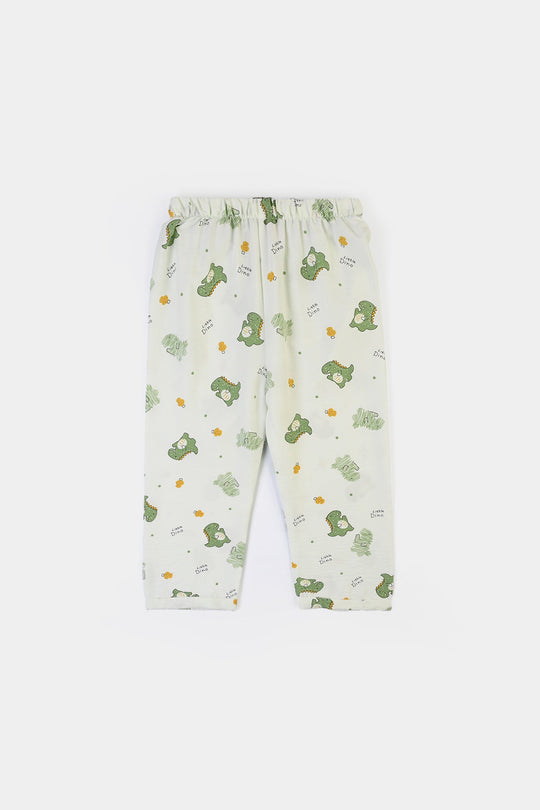 Boys Linen Viscose Nightwear Little Dino - Light Green