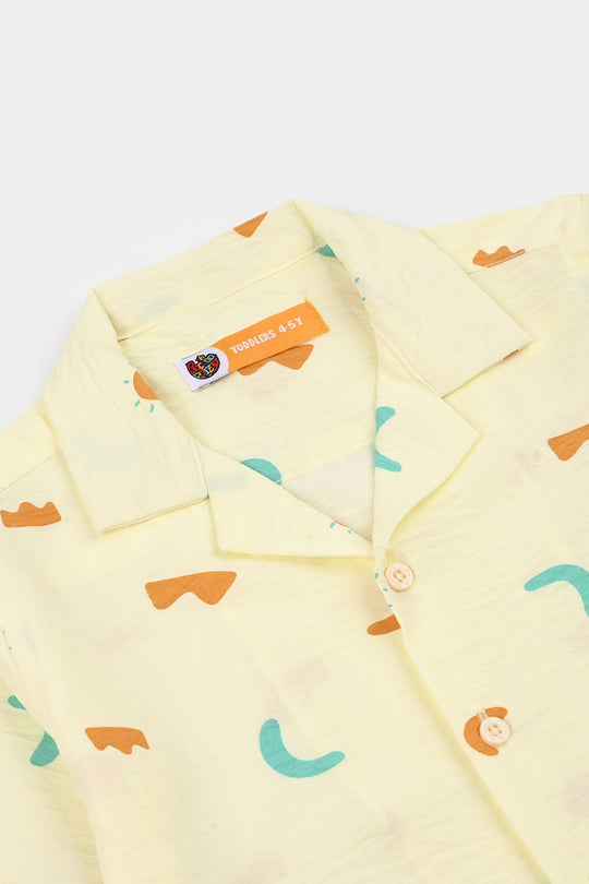 Boys Linen Viscose Nightwear-Shapes-Off.White