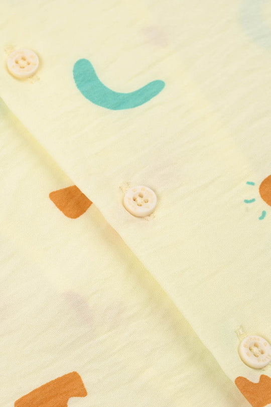 Boys Linen Viscose Nightwear-Shapes-Off.White