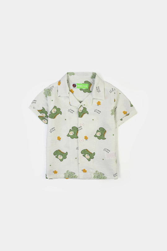 Infant Boys Linen Viscose Nightwear Little Dino - Light Green