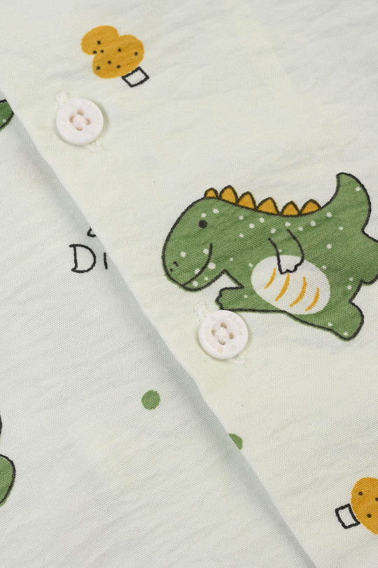 Infant Boys Linen Viscose Nightwear Little Dino - Light Green