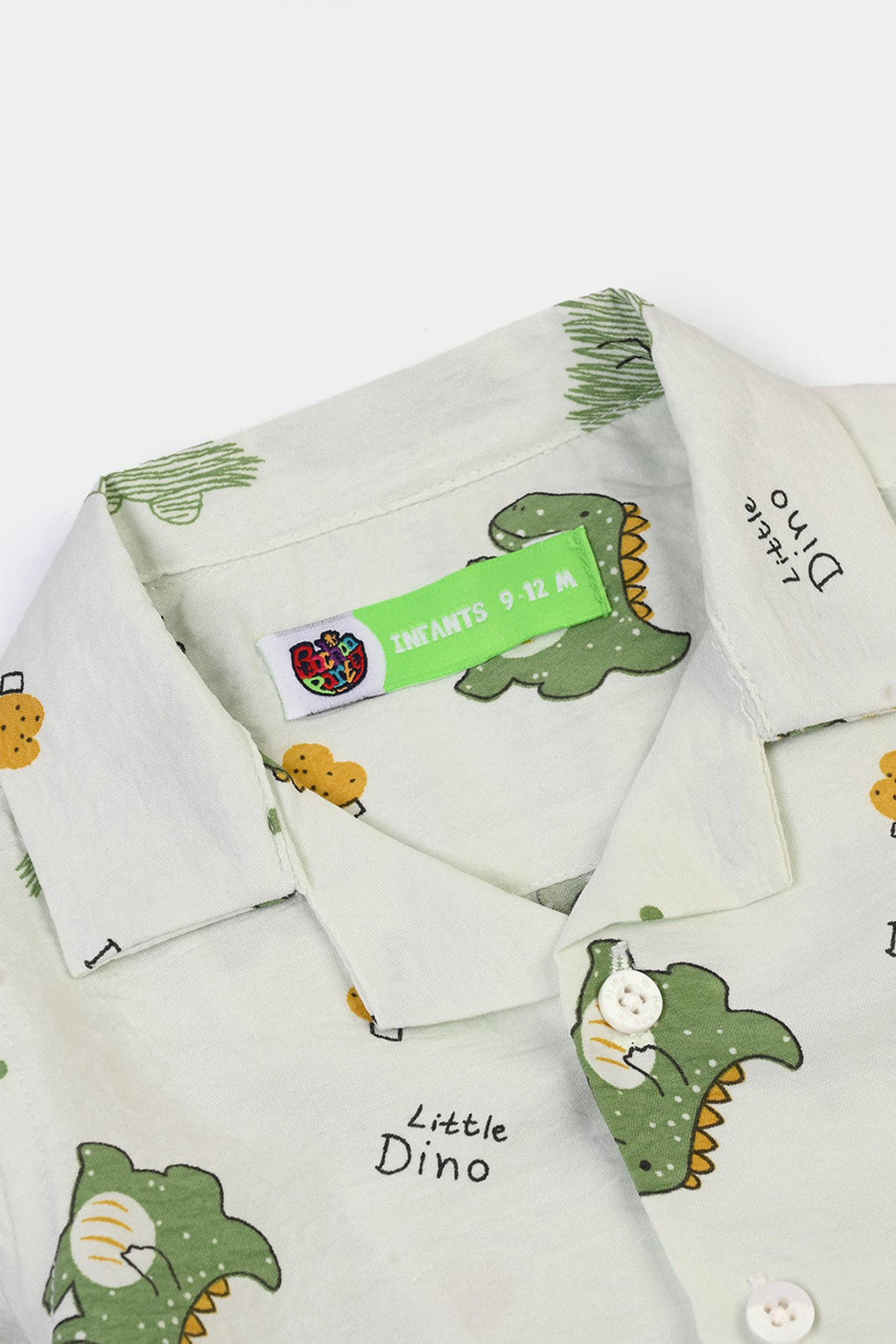 Infant Boys Linen Viscose Nightwear Little Dino - Light Green