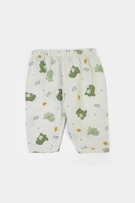 Infant Boys Linen Viscose Nightwear Little Dino - Light Green