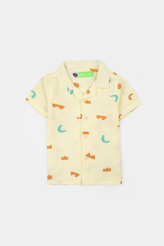 Infant Boys Linen Viscose Nightwear-Shapes-Off.White