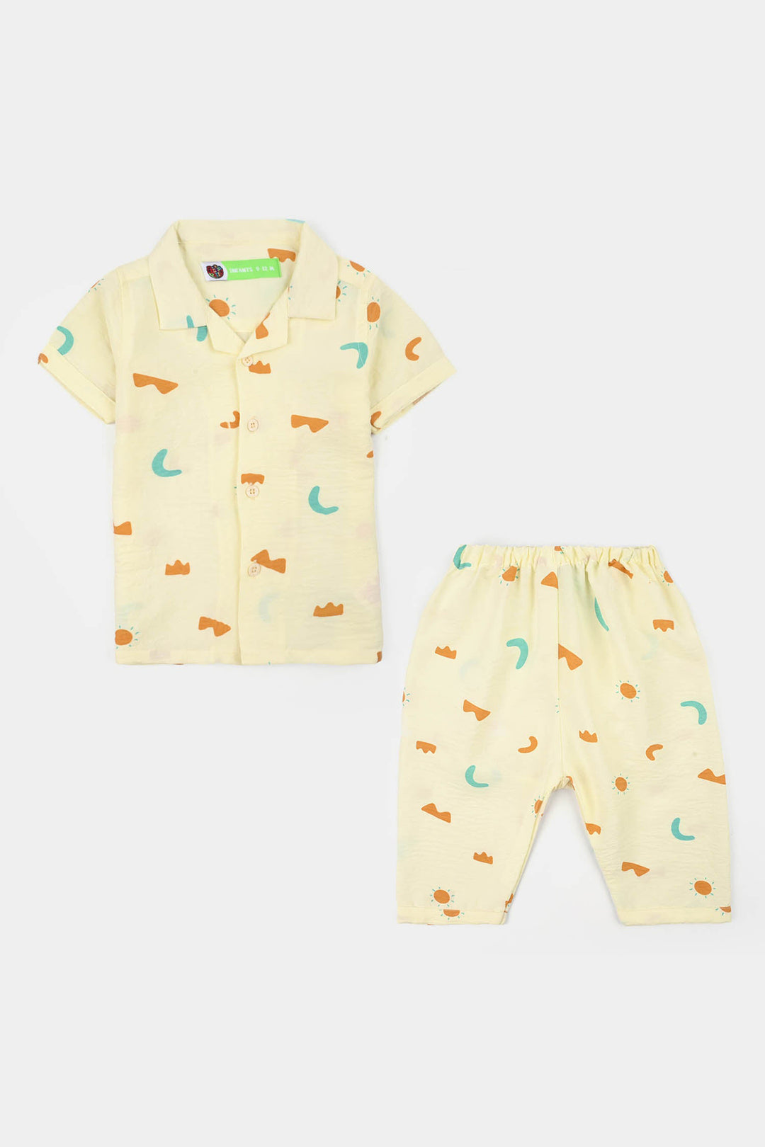 Infant Boys Linen Viscose Nightwear-Shapes-Off.White