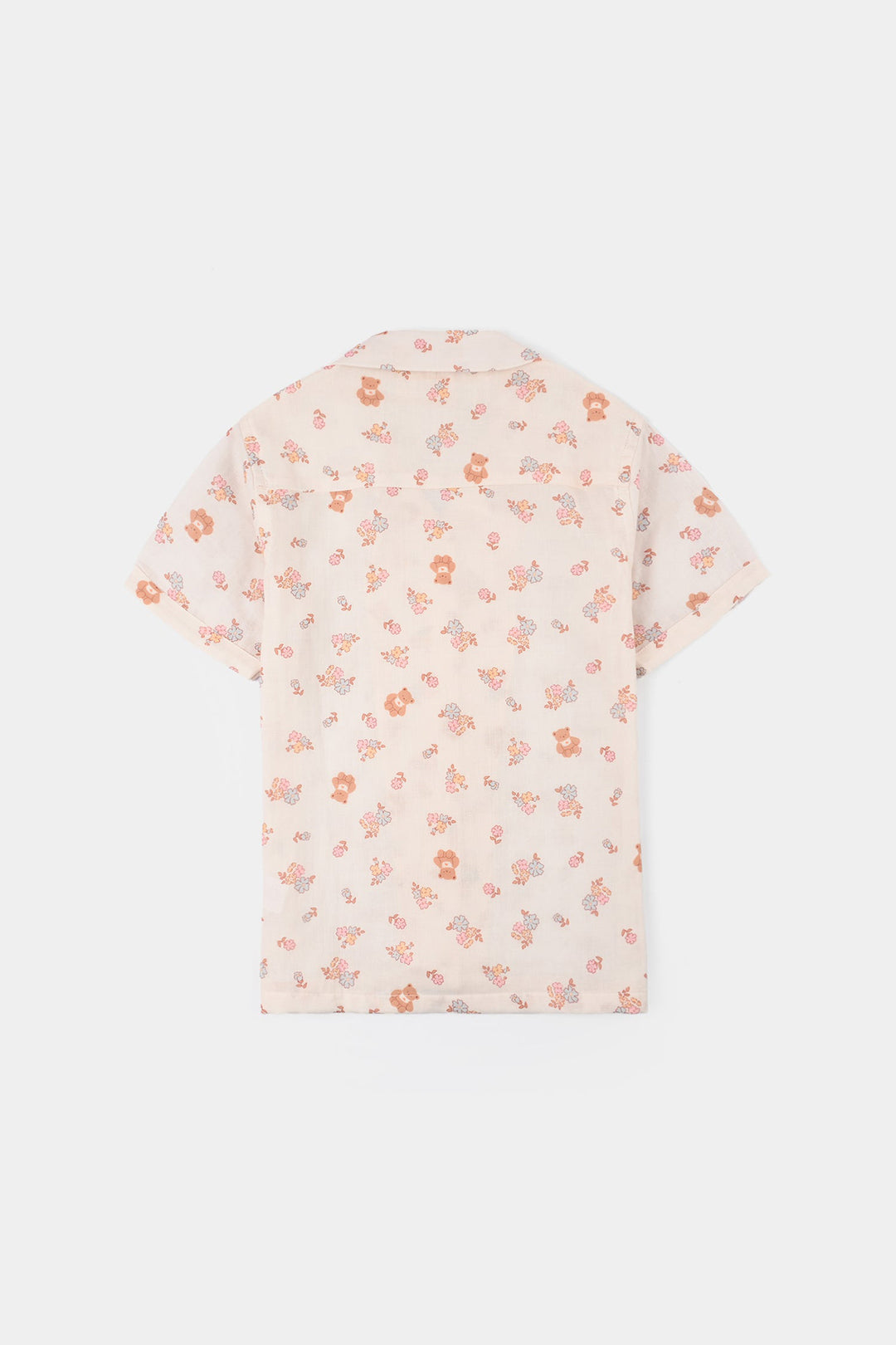 Girls Linen Viscose Nightwear-Teddy Flora-Cream