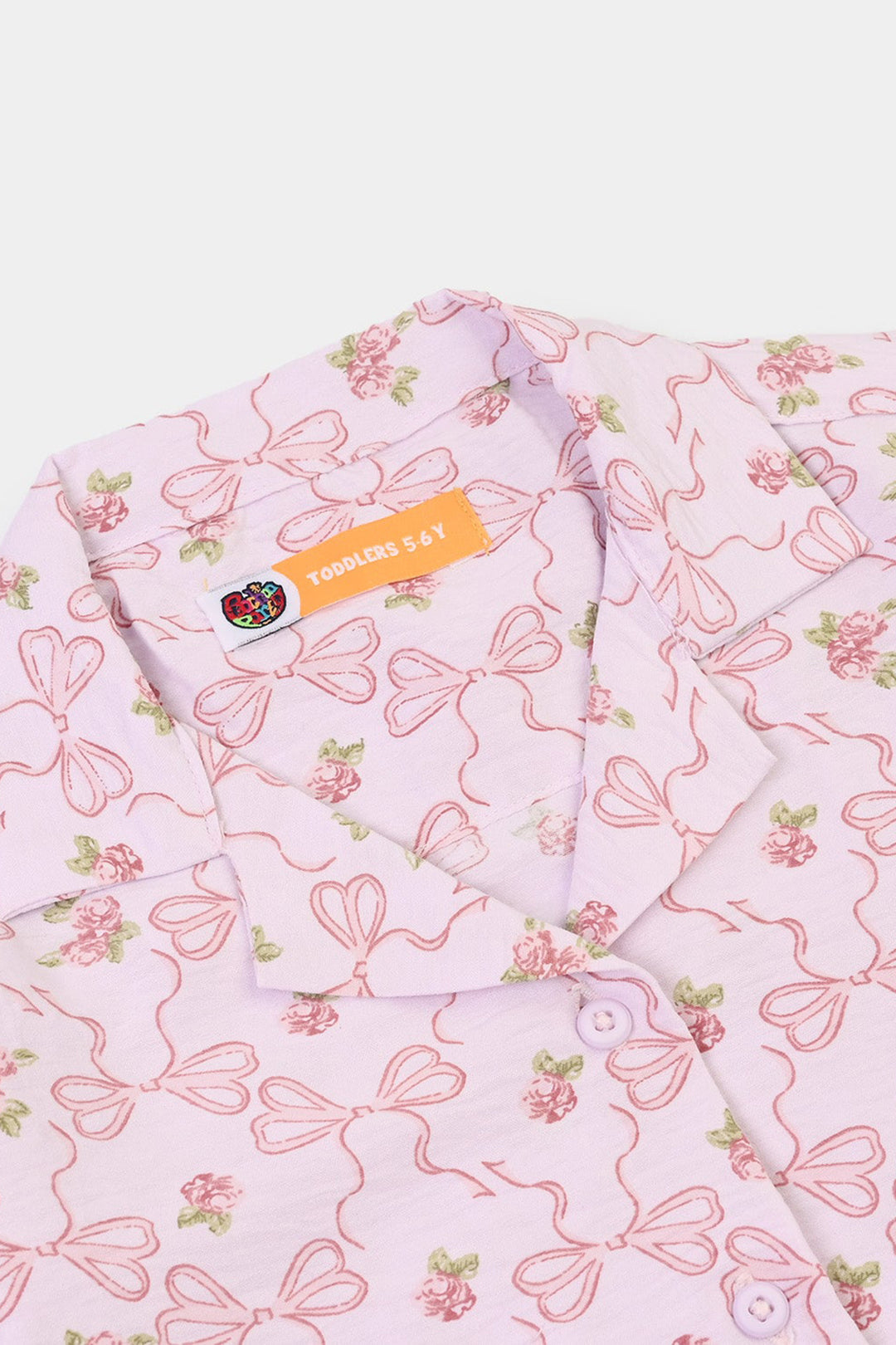 Girls Linen Viscose Nightwear-Bow & Flower-Lilac