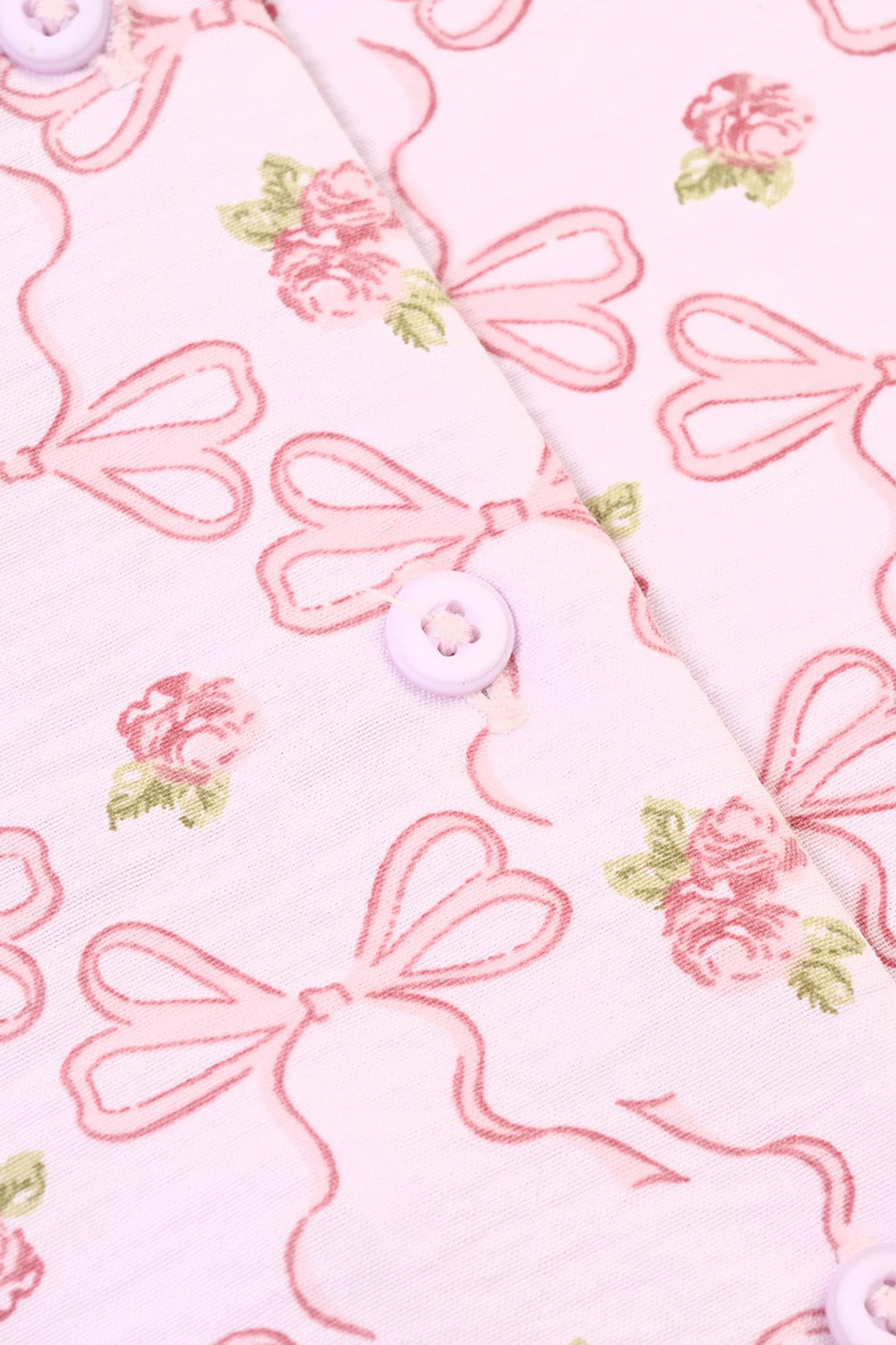 Girls Linen Viscose Nightwear-Bow & Flower-Lilac