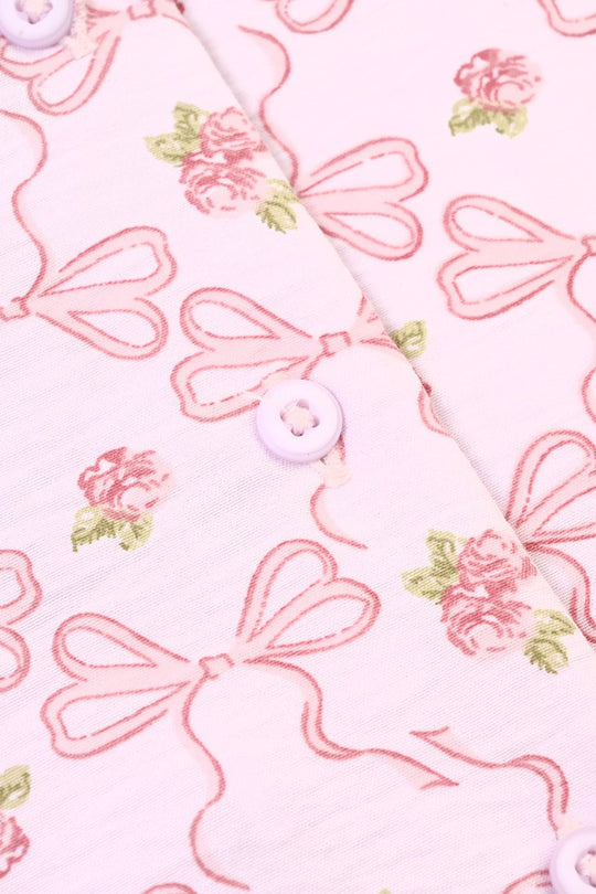 Girls Linen Viscose Nightwear-Bow & Flower-Lilac