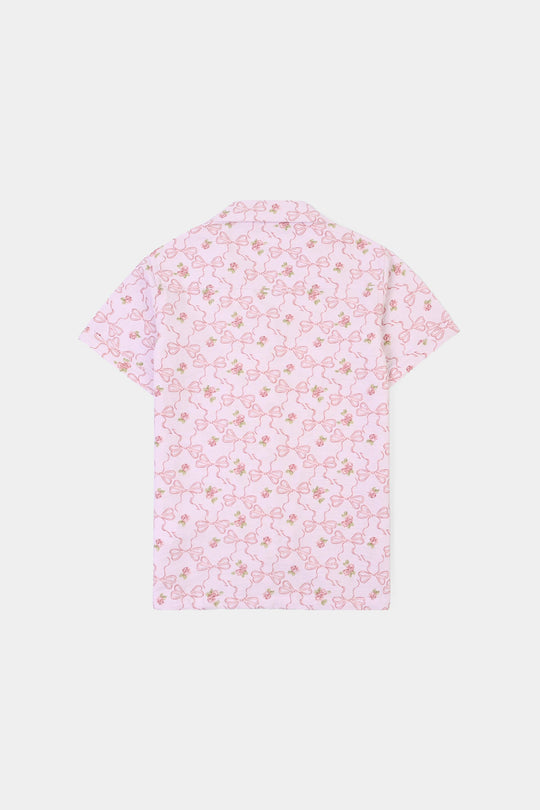 Girls Linen Viscose Nightwear-Bow & Flower-Lilac