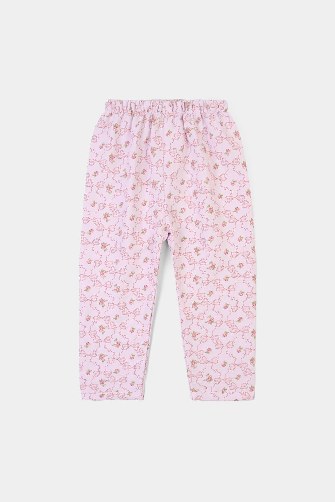 Girls Linen Viscose Nightwear-Bow & Flower-Lilac