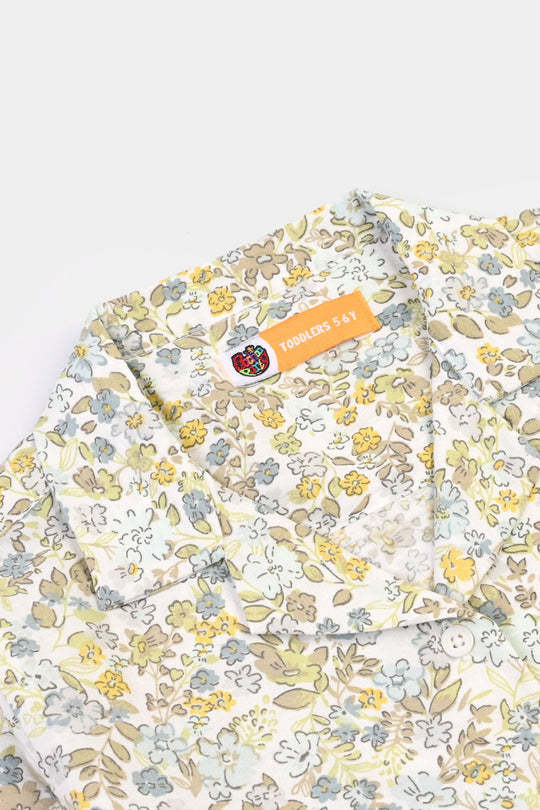 Girls Linen Viscose Nightwear-Floral-Light Green
