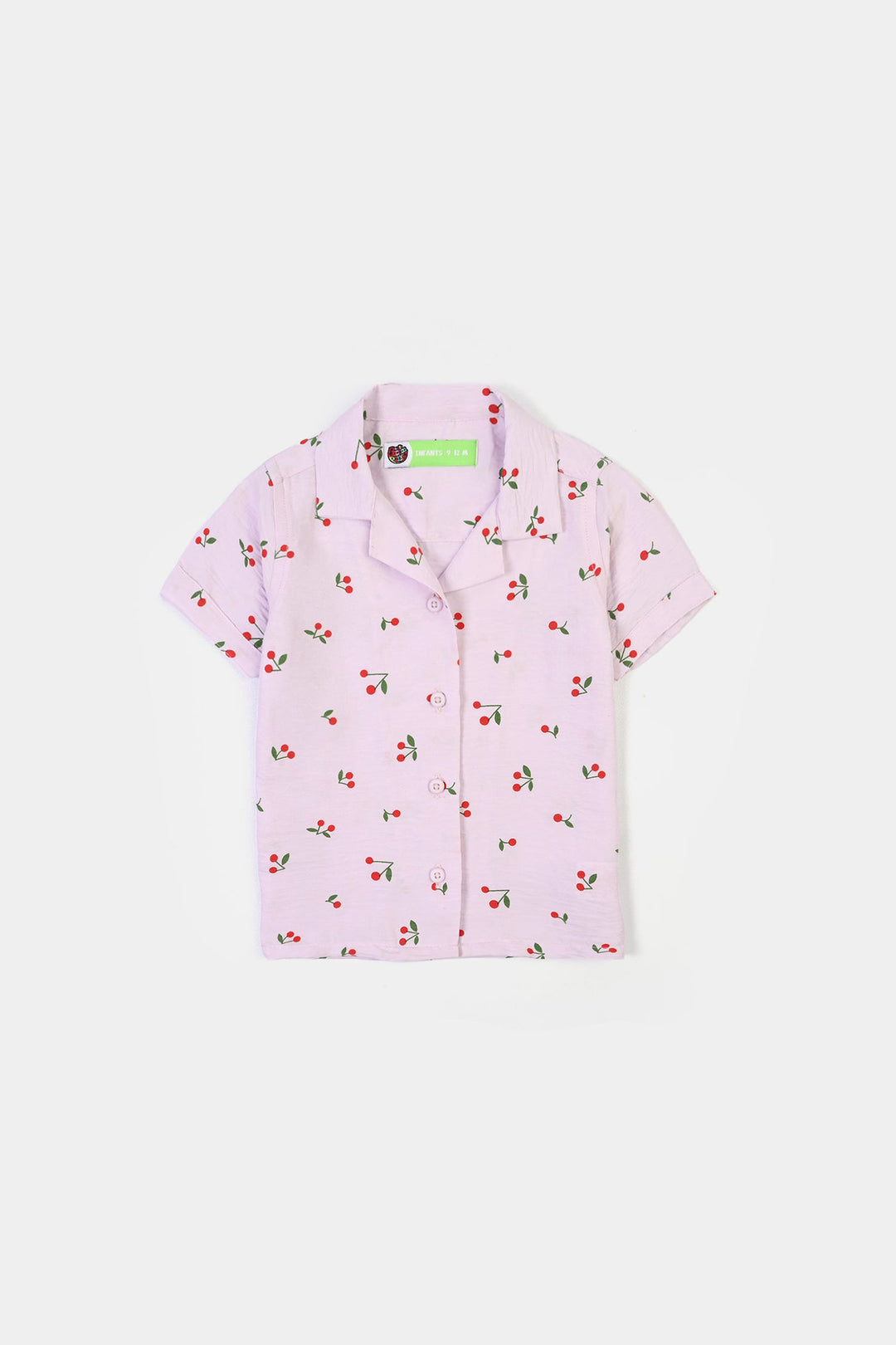Infant Girls Linen Viscose Nightwear-Cherry-Lilac