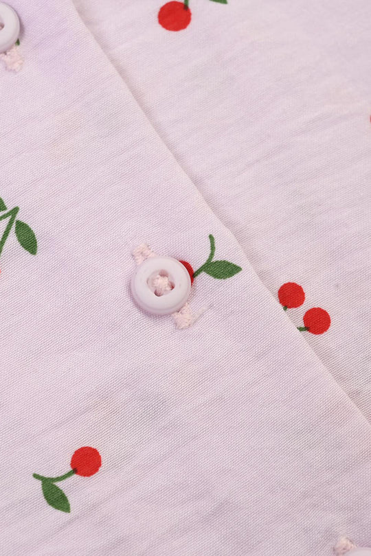 Infant Girls Linen Viscose Nightwear-Cherry-Lilac