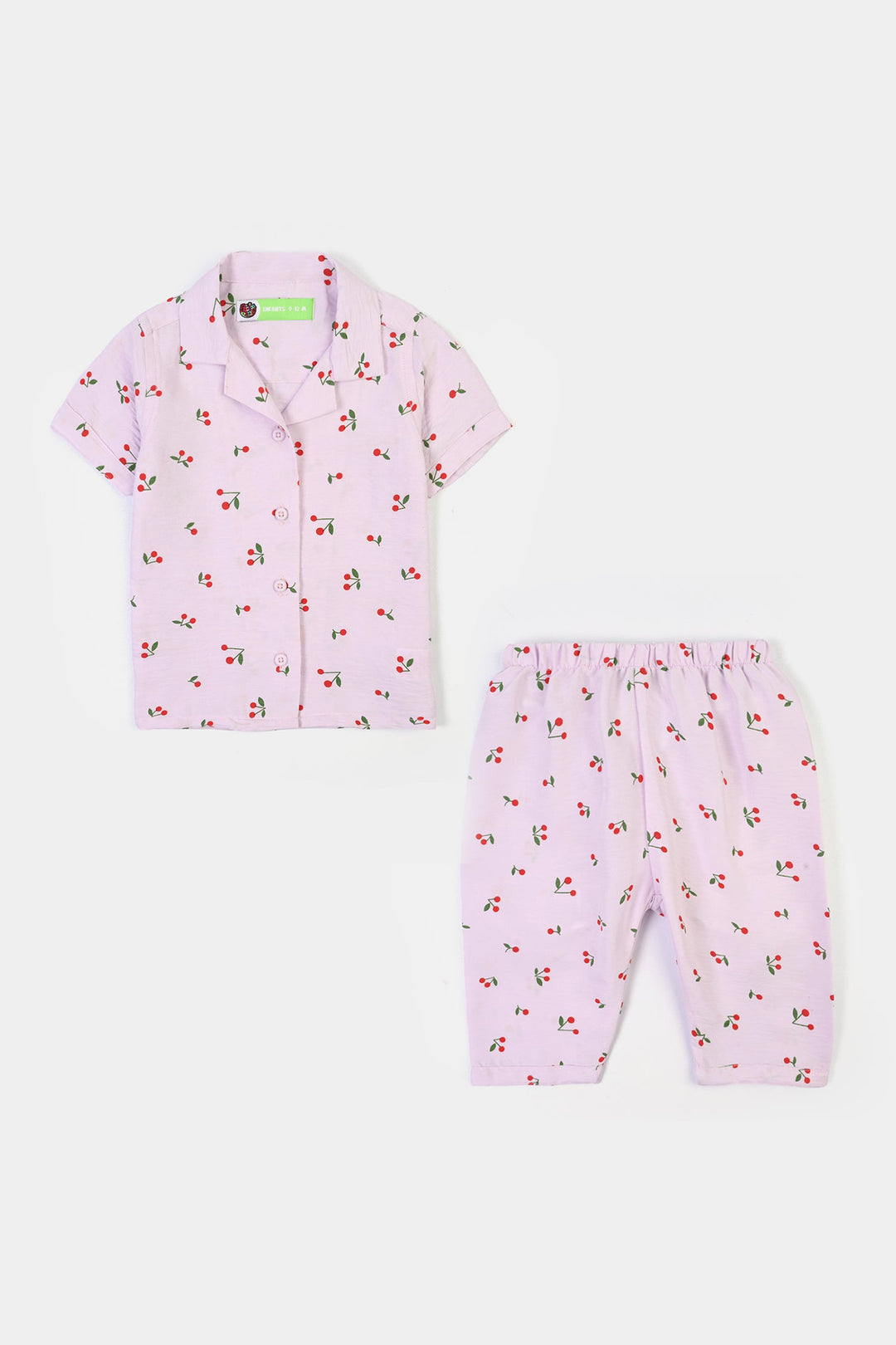 Infant Girls Linen Viscose Nightwear-Cherry-Lilac