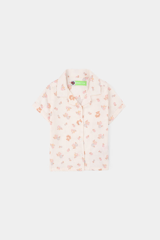 Infant Girls Linen Viscose 2PC Set – Cream