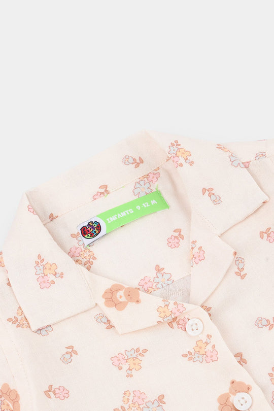 Infant Girls Linen Viscose 2PC Set – Cream