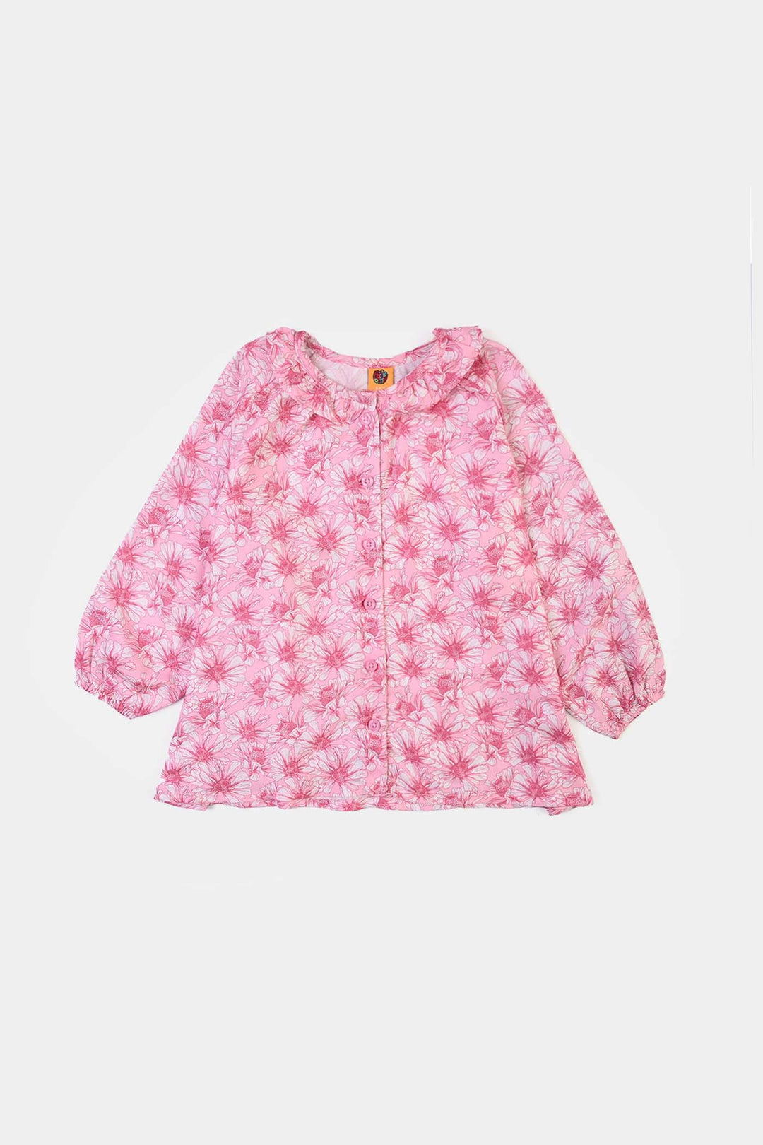 Girls Poly Lawn Casual Top Flamingo-Pink