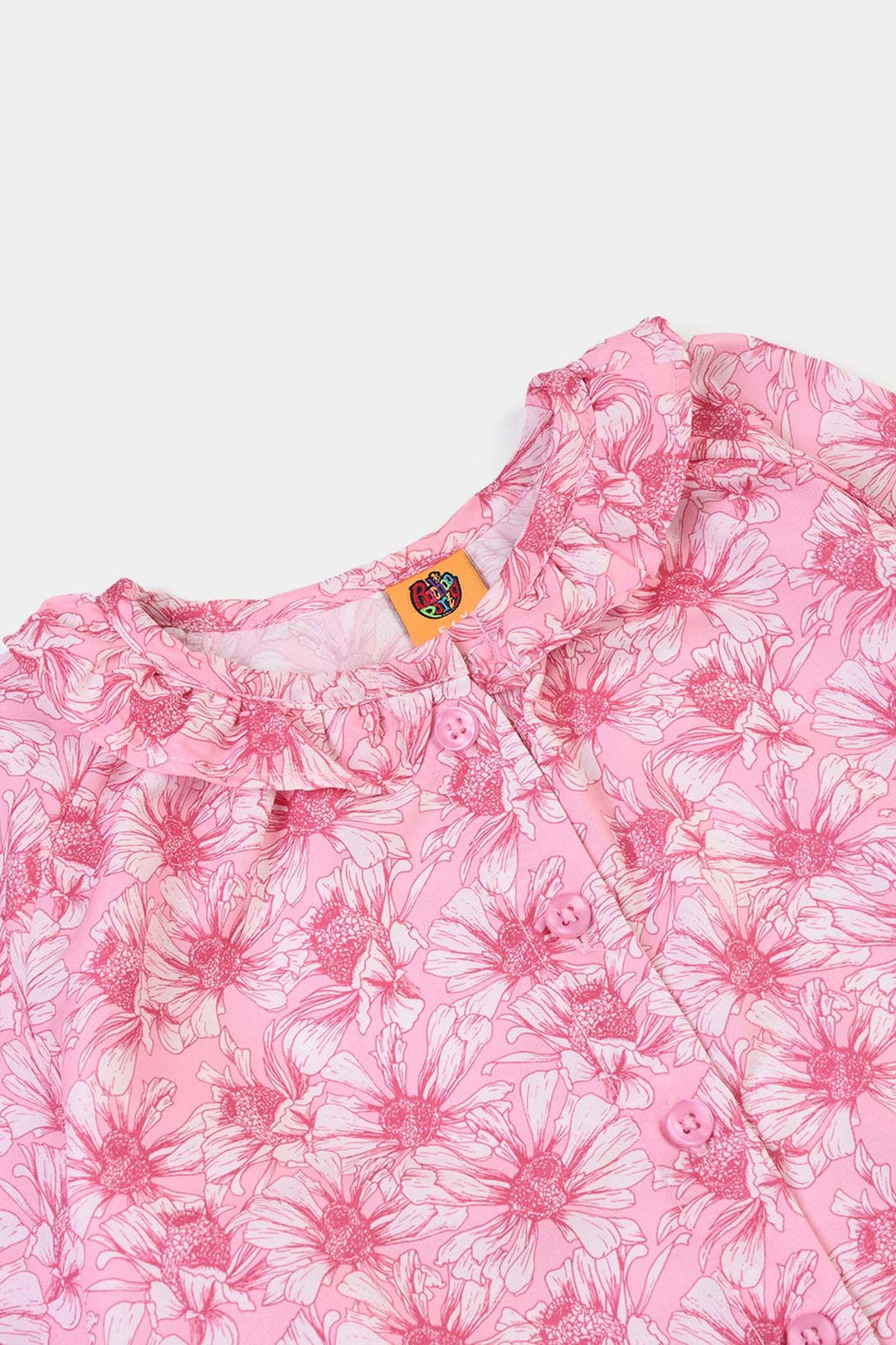 Girls Poly Lawn Casual Top Flamingo-Pink