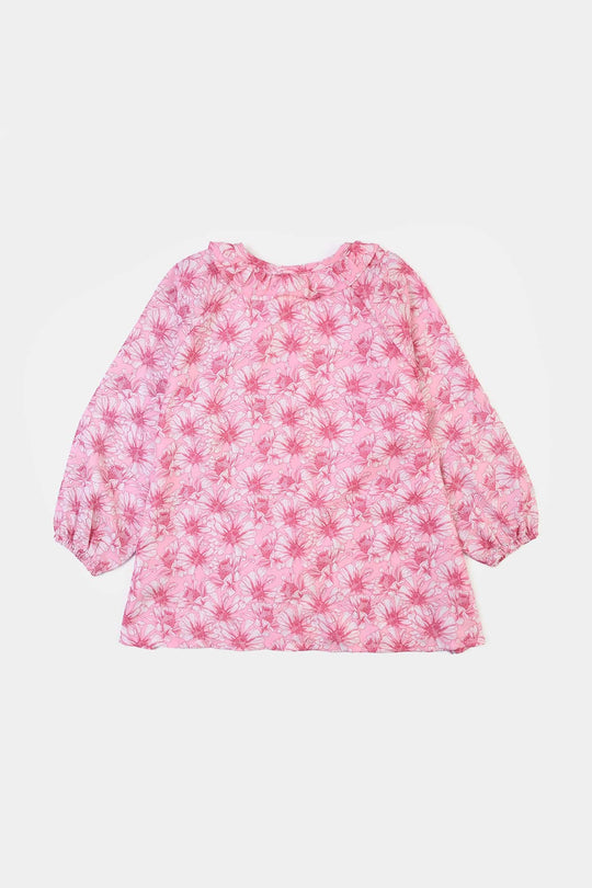 Girls Poly Lawn Casual Top Flamingo-Pink