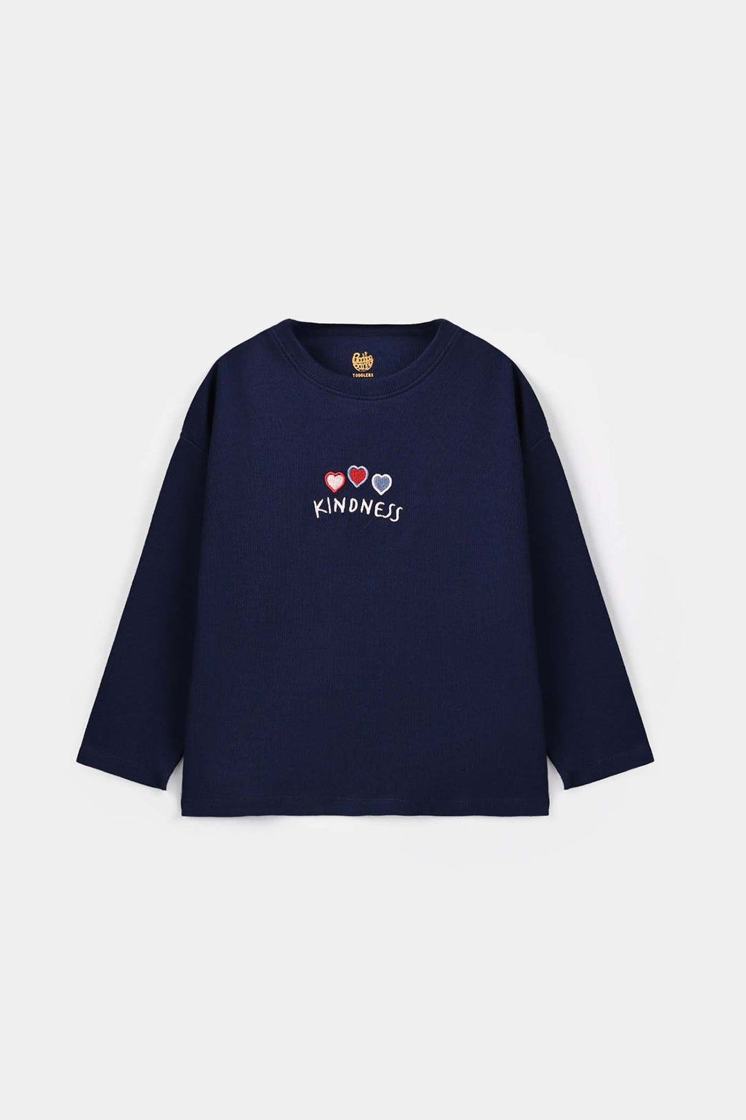 Girls Cotton Baby Rib T-Shirt Kindness - NAVY