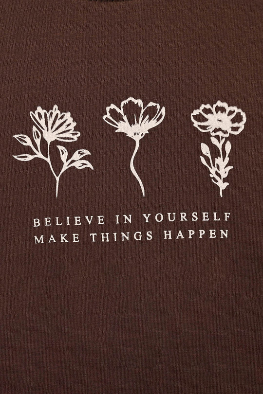 Girls Cotton Jersey T-Shirt Full Sleeves Believe In Yourself
