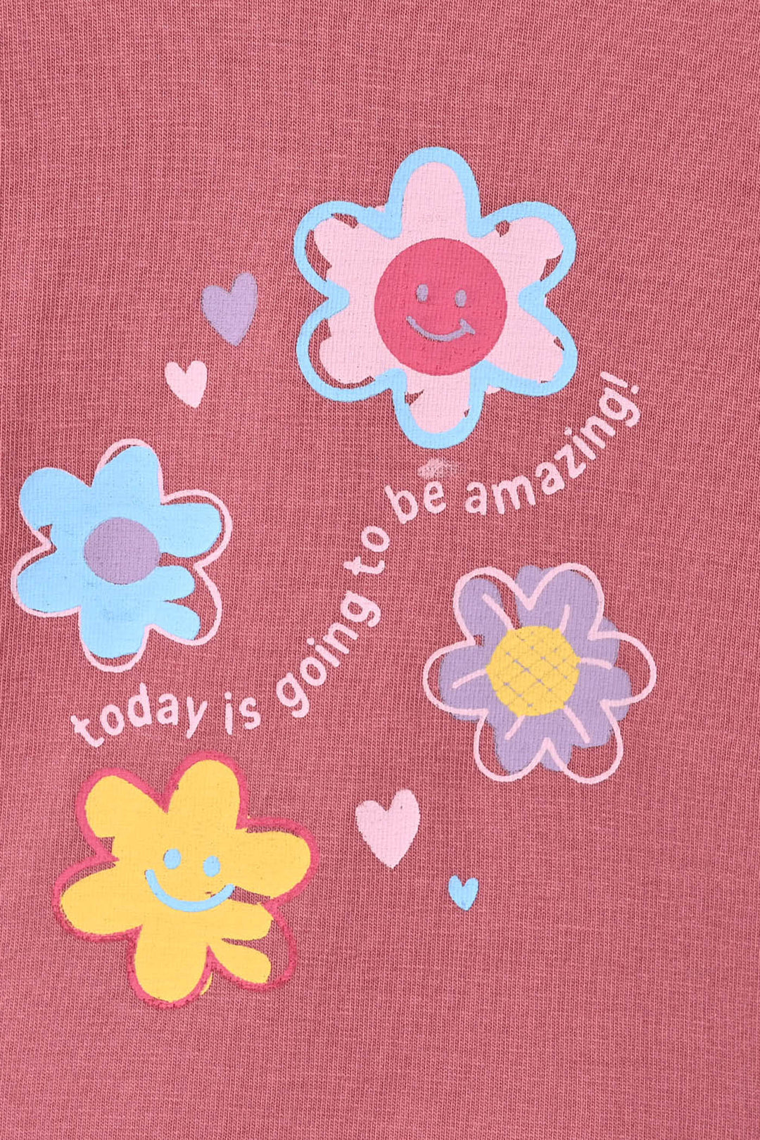 Infant Girls Cotton Jersey T-Shirt Full Sleeves Amazing Day - Rose Pink