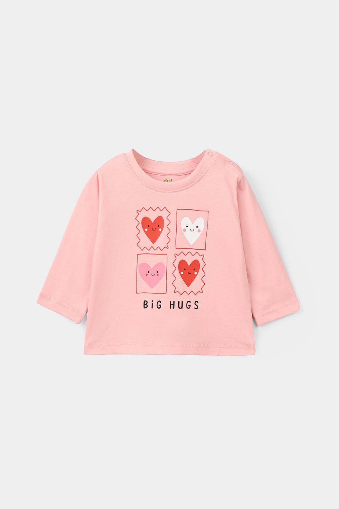 Infant Girls Cotton Jersey T-Shirt F/S Big Hugs-Pink
