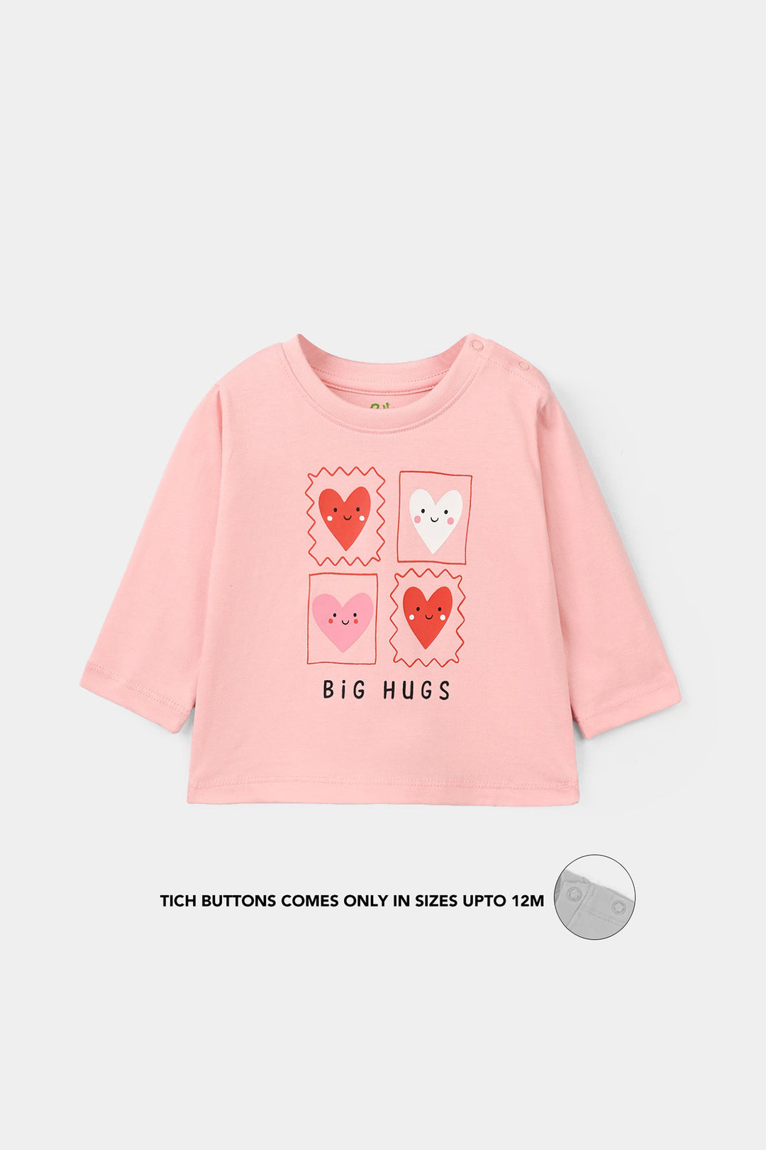 Infant Girls Cotton Jersey T-Shirt F/S Big Hugs-Pink