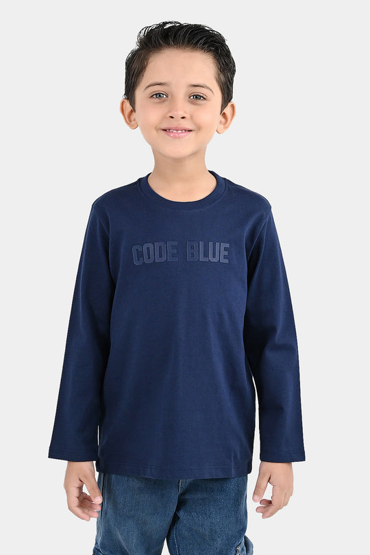 Boys Cotton Jersey T-Shirt Code Blue - Navy