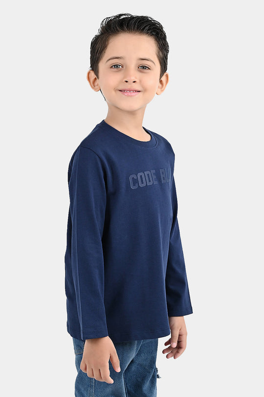 Boys Cotton Jersey T-Shirt Code Blue - Navy